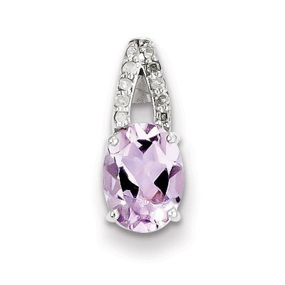 Pink Amethyst Oval Pendant Diamond Sterling Silver QP3036PQ, MPN: QP3036PQ, 883957401799