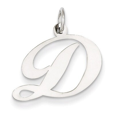 Medium Fancy Script Initial D Charm 14k White Gold YC653D, MPN: YC653D, 883957030012