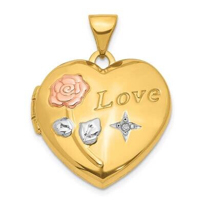 White &amp; Rose Rhodium .005 ct Diamond 19mm Locket Pendant 14k Gold XL735, MPN: XL735, 886774081106