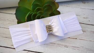 Baby White Headband Bow Headband Baby Headband Photo Prop Baptism Headband White Bow Headband Newbo…