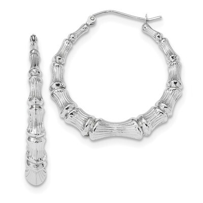 Polished Bamboo Hoop Earrings 14k white Gold S1516W, MPN: S1516W, 191101059292
