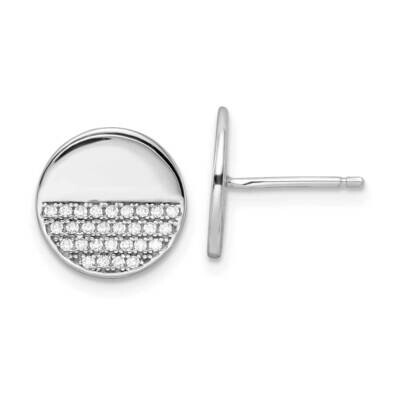 Disc CZ Diamond Post Earrings Sterling Silver Rhodium-Plated Polished QE16201, MPN: QE16201, 196904…