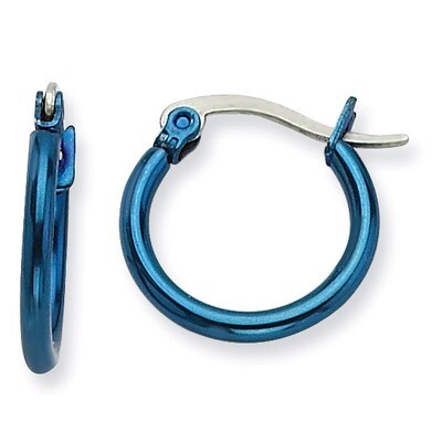 Blue IP plated 15.5mm Hoop Earrings - Stainless Steel SRE422 by Chisel, MPN: SRE422, 886774039473