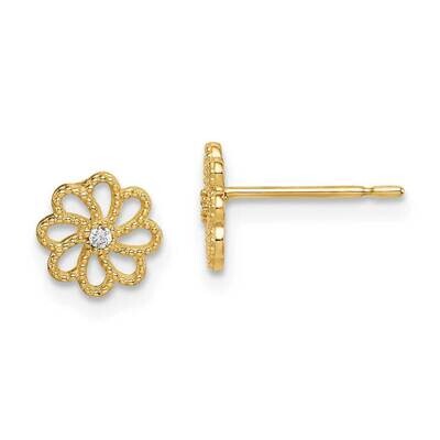 Flower Post Earrings 14k Gold CZ Diamond SE2869 by Madi K, MPN: SE2869, 191101901843