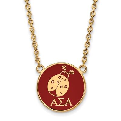 Alpha Sigma Alpha Small Enameled Pendant with 18 Inch Chain Gold-plated Silver GP043ASI-18, MPN: GP…