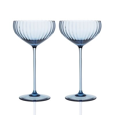 Caskata Quinn Optical Coupe Cocktail Glasses Set of 2 Ocean GL-OCOUP-400, MPN: GL-OCOUP-400, 817325…