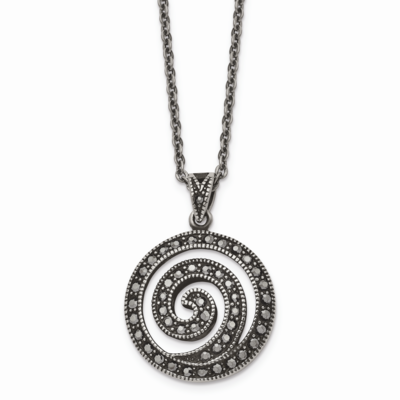 Marcasite and Antiqued Swirl Necklace Stainless Steel SRN1377-18 by Chisel, MPN: SRN1377-18, 886774…