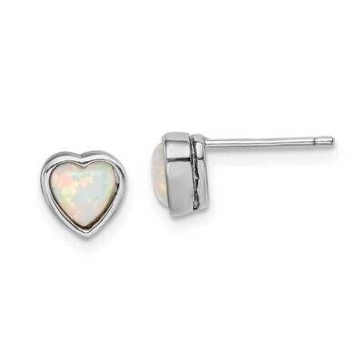 Lab Created Opal Post Earrings Sterling Silver Rhodium Plated QE14255, MPN: QE14255, 191101844256