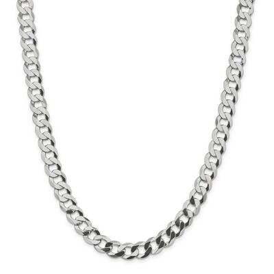 9.75mm Flat Curb Chain 26 Inch Sterling Silver QLB250-26, MPN: QLB250-26,