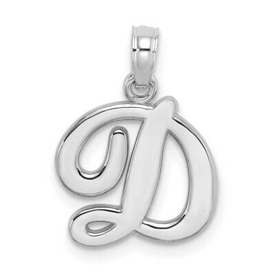 D Script Initial Charm 14k White Gold Polished K6422WD, MPN: K6422WD, 196904088531