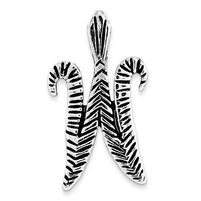 Antiqued &amp; Textured Letter W Chain Slide Sterling Silver QC8458W