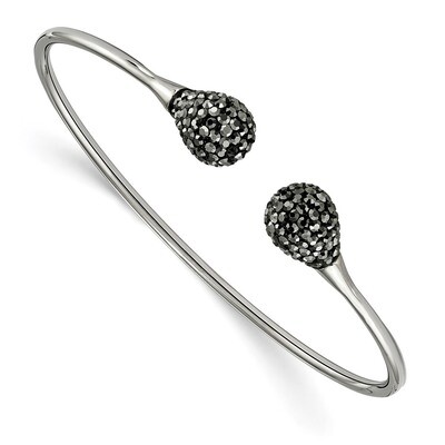Hematite Flexible Cuff Bangle Stainless Steel Polished SRB2535 by Chisel, MPN: SRB2535, 191101016967