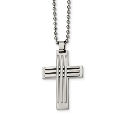 Cross Necklace Stainless Steel Polished SRN2420-22 by Chisel, MPN: SRN2420-22, 191101673306