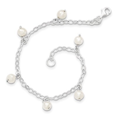 7.5 Inch White Cultured Pearl Bracelet Sterling Silver QG2995-7.5, MPN: QG2995-7.5, 191101293962