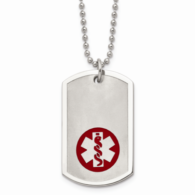 Large Dog Tag Medical Pendant 22 Inch Necklace Stainless Steel SRN522-22 by Chisel, MPN: SRN522-22,…