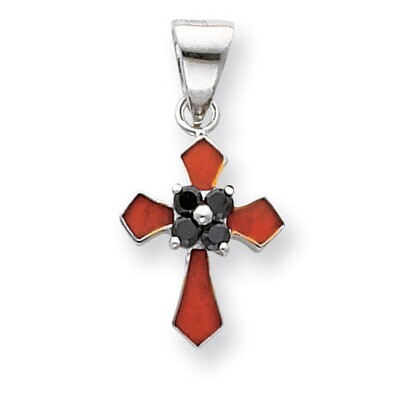 Enameled with Stones Cross Sterling Silver QC3298