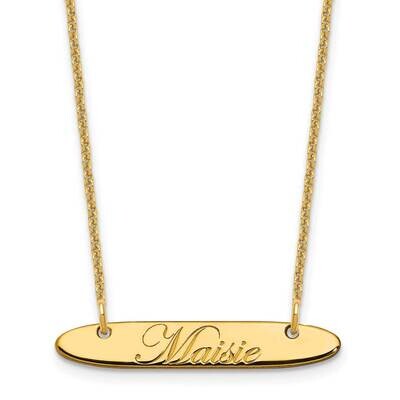 Polished Oblong Edwardian Script Bar Necklace 14k Gold Small XNA1216Y, MPN: XNA1216Y,