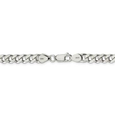 22 Inch Rhodium-plated 7mm Curb Chain Sterling Silver QCB180R-22, MPN: QCB180R-22, 883957939421