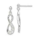 Infinity Loop Dangle Earrings Sterling Silver CZ Diamond QE14777, MPN: QE14777, 883957910024