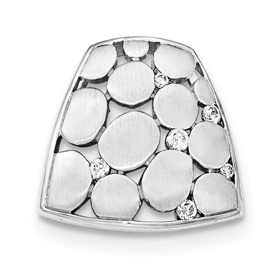 Brushed And Polished CZ Slide Sterling Silver QP4149