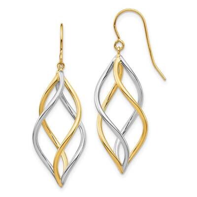 Dangle Earrings 14k Two-tone Gold Polished TL1146, MPN: TL1146, 886774105444