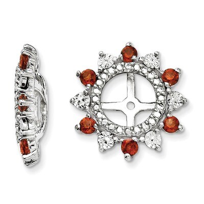 Garnet Earring Jacket Sterling Silver Rhodium QJ105JAN, MPN: QJ105JAN, 191101385650