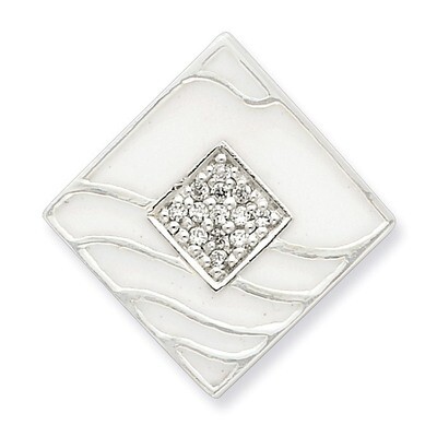 CZ Enameled Polished Pendant Sterling Silver QP1806