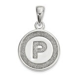 Letter P Circle Pendant Sterling Silver Glitter Enamel  QC9180P, MPN: QC9180P, 886774105659