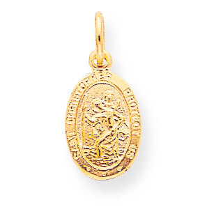 Solid Satin Polished Saint Christopher Pendant 10k Gold 10C90, MPN: 10C90, 886774085111