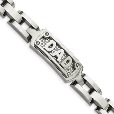 Textured Dad Bracelet Stainless Steel Polished SRB929-8.5 by Chisel, MPN: SRB929-8.5, 886774670812