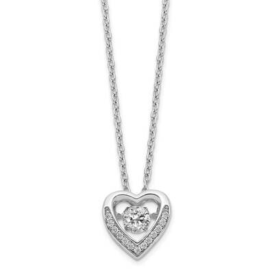 Cheryl M Vibrant Cz Heart 18 Inch Necklace Sterling Silver Rhodium-plated QCM1430-18, MPN: QCM1430-…