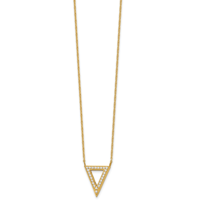 Yellow IP-plated CZ Stone Stone Triangle 2.5 Inch Extension Necklace Stainless Steel Polished SRN26…