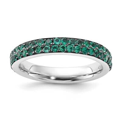 Sterling Silver Stackable Expressions Polished Created Emerald Ring QSK665-10