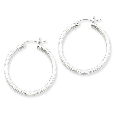 2.25mm Diamond-cut Hoop Earrings Sterling Silver Rhodium-plated QE4474, MPN: QE4474, 883957930930