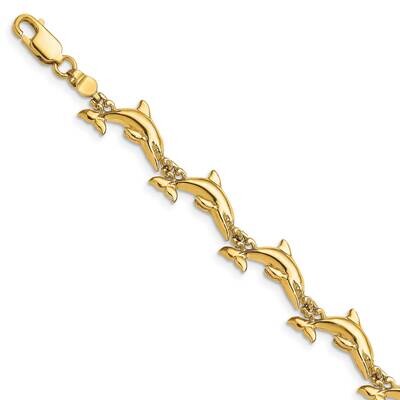 3-D Reversible Dolphin Bracelet 14k Gold Polished FB1827-7, MPN: FB1827-7, 63721812154