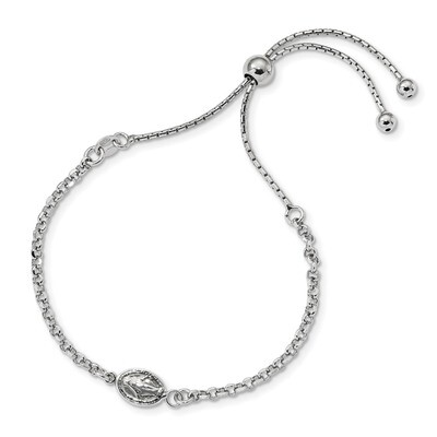 Miraculous Medal Adjustable 4-Bracelet Sterling Silver Rhodium QG4252, MPN: QG4252, 191101343636