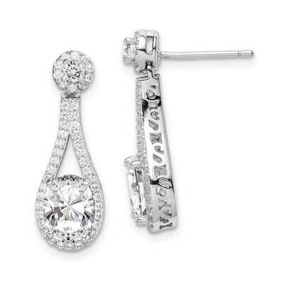 White CZ Diamond Oval Cut Post Earrings Sterling Silver Rhodium-plated QE14947, MPN: QE14947, 19110…