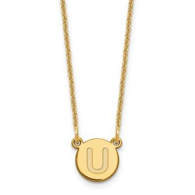 Tiny Circle Block Initial Letter U Necklace 14k Gold XNA722Y/U, MPN: XNA722Y/U, 196904089965