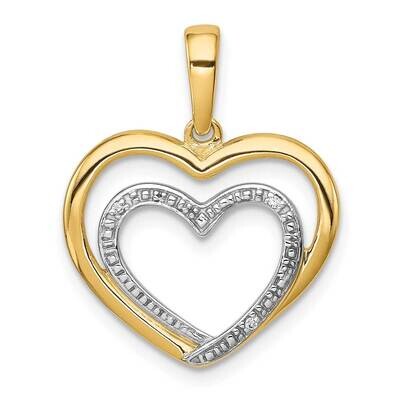 .01Ct. Diamond &amp; Rhodium Double Heart Pendant 14k Gold PM4922-001-YA, MPN: PM4922-001-YA, 883957302…