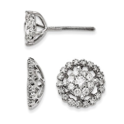 Large Flower &amp; Jacket Diamond Post Earrings 14k White Gold XJ95A, MPN: XJ95A, 191101537707