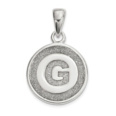 Letter G Circle Pendant Sterling Silver Glitter Enamel  QC9180G, MPN: QC9180G, 886774003313