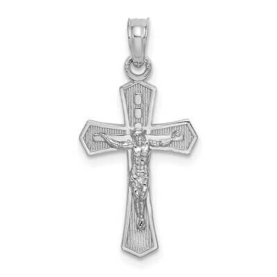 Crucifix with Beveled Edges Charm 14k White Gold K8582W, MPN: K8582W,