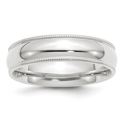 6mm Milgrain Comfort Fit Band 10k White Gold Engravable 1WMC060-10, MPN: 1WMC060-10, 886774472003