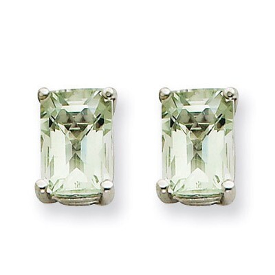 7x5mm Emerald-Cut Green Quartz Earrings 14k White Gold XE66WCG, MPN: XE66WCG, 883957095936