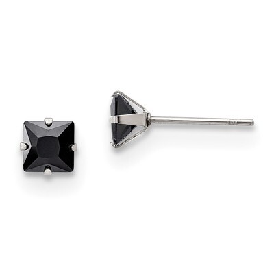 5mm Black Square Diamond CZ Stud Post Earrings Stainless Steel Polished SRE1110 by Chisel, MPN: SRE…