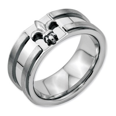 Fleur de lis 10mm Brushed &amp; Polished Band - Stainless Steel SR66 by Chisel, MPN: SR66, 886774033679