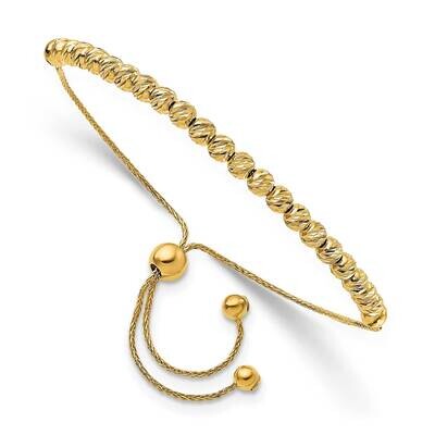 Leslie&#39;s Beaded Bolo Adj. Bracelet 14k Gold Polished Diamond-cut HB-LF1489, MPN: LF1489, 1911017446…