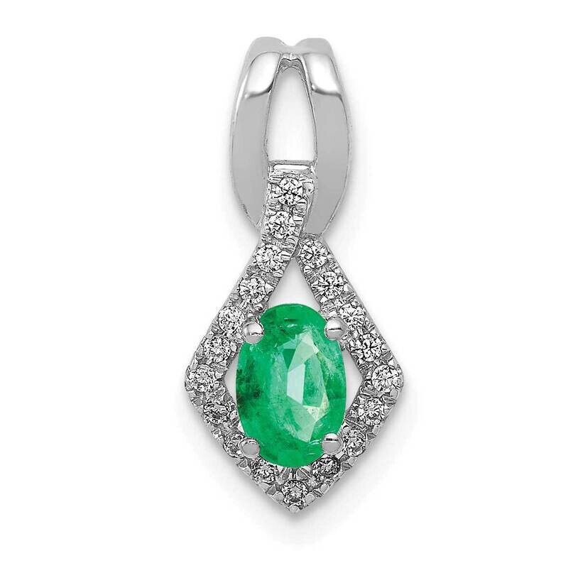 Fancy Diamond &amp; Oval Emerald Pendant 14k White Gold PM5266-EM-010-WA, MPN: PM5266-EM-010-WA, 883957…