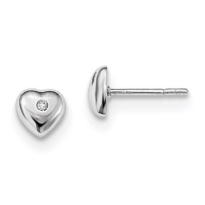 Heart Post Earrings Diamond Sterling Silver QW428, MPN: QW428, 883957834719