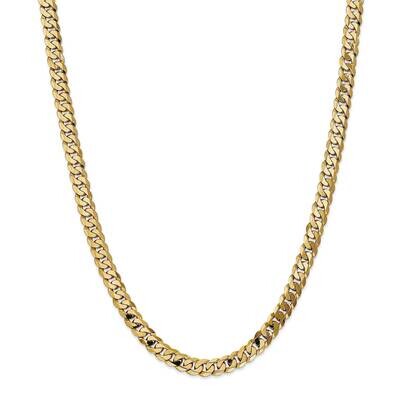 7.25mm Flat Beveled Curb Chain 30 Inch 14k Gold FBU180-30, MPN: FBU180-30, 883957172910
